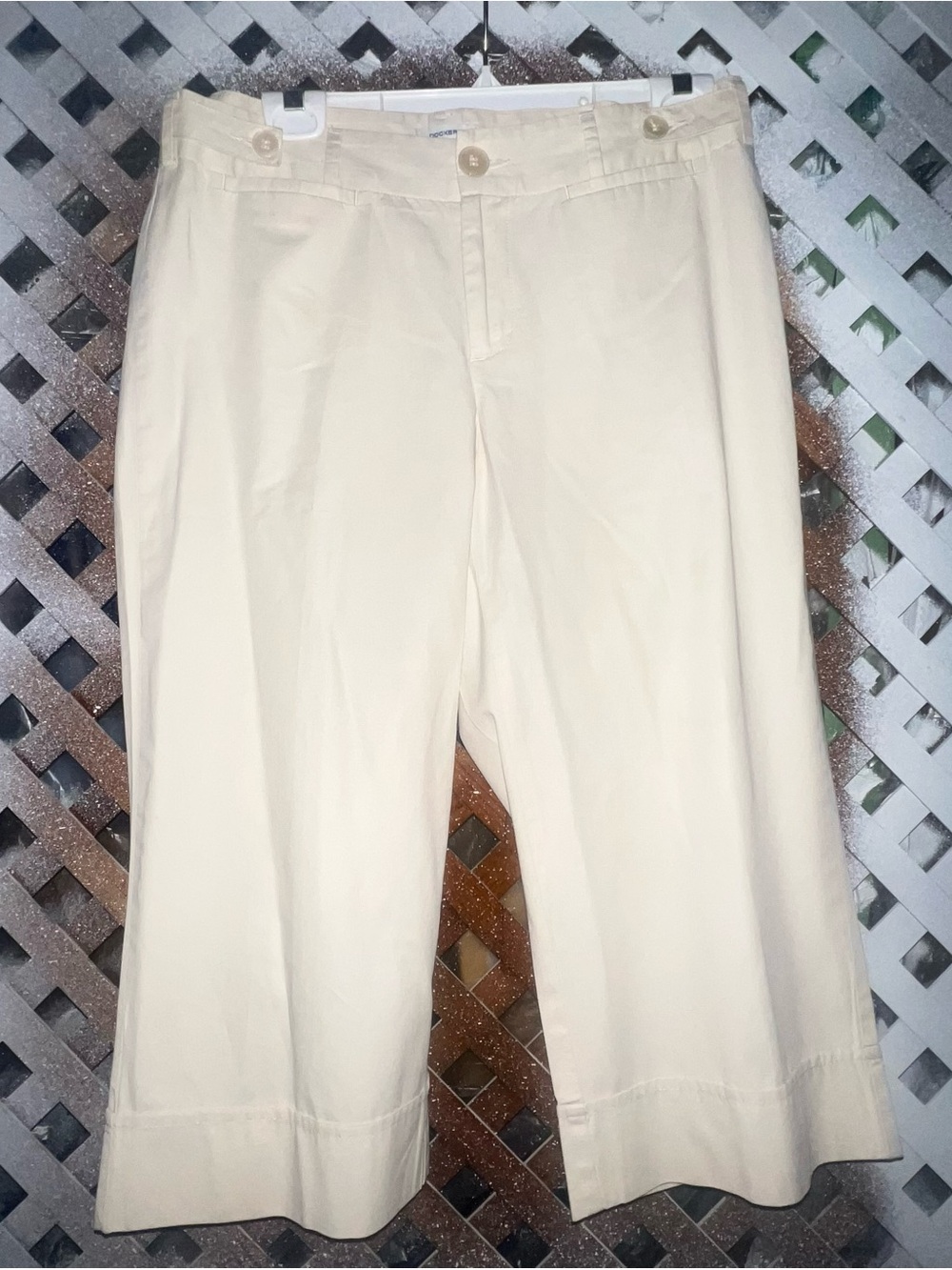 Dockers women khaki Beige Wide-Leg Cropped Capri Pants sz 10